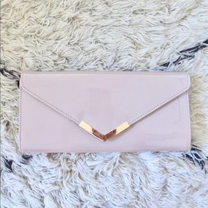 Aldo nude blush patent leather envelope clutch